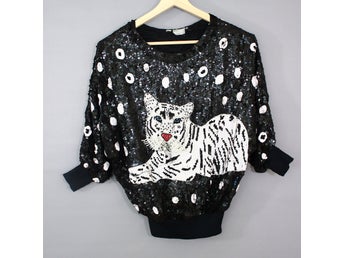 Retrostil Mönstrad Blus 80 talstil Storlek M