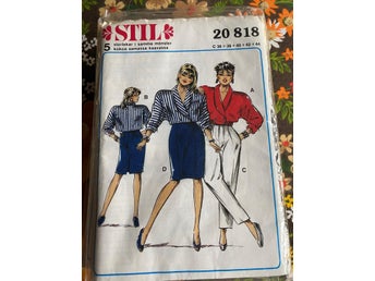 Symönster retro stil 20818 pennkjol byxor kavajoöppnad