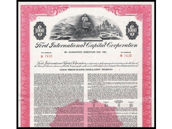 1969 Ford International Capital Corporation - $1000 Bond