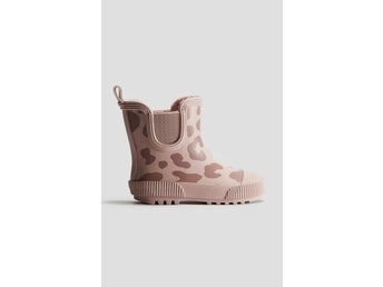 H&M FLEECEFODRADE GUMMISTÖVLAR, Ljusrosa/Leopardmönstrad, stl 34