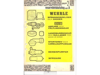 Reservdelskatalog Wehrle reläer, Rotex ankare fältlindningar, mm