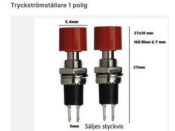 Tryckströmställare 1 polig ( O B S Tryckknappen är Grön )