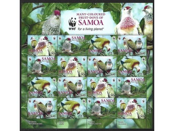 Samoa 2011 Fåglar 4x4v i helark WWF