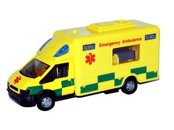 Ambulans med Ljus Ljud 16cm Utryckningsfordon 1:48 Lek Plast Ny