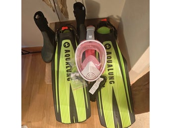 snorkelset Aqua Lung – Fenor, helmask,boots storlek38/39 Nyskick,komplett paket