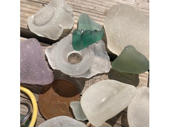 Havsglasring strandglas strandglasring 925 sterling silver onesize turkosblågrön