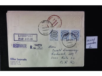 Estonia 1991 Provisionals Tartu Post office letter