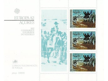 AZORERNA 1982 Mi BL 3 CEPT MARINFARTYG OCH TROPPER MINIARK ** VÄRDE 60.