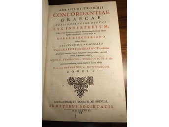 Concordantiae Graecae 1718 – Trommius, 2 folio, Septuaginta, helskinn
