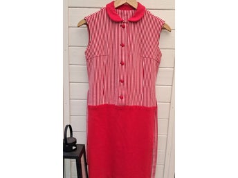 Röd och vit klänning, storlek 36, retro, vintage.