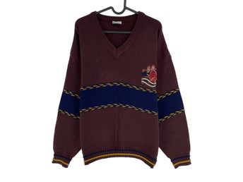 Cosby vintage retro 90-tals brun tröja med motiv av en gammal bil, storlek L