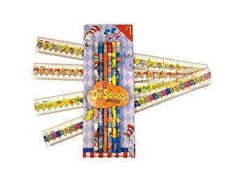 Lot of 5 Dr. Seuss Collectibles – Pencils and Rulers – 2012 Licensed