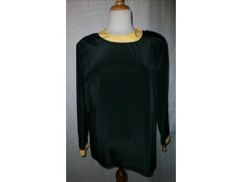 blus svart med gula kanter,vintage,80-tal, oanvänd, st 38-40