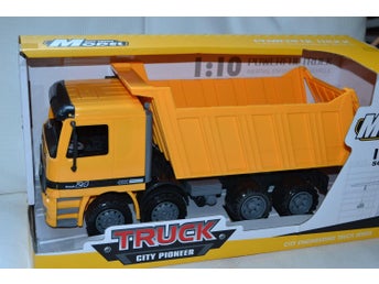 Gul Lastbil m. Tippsläp 1:10 City Pioneer Tipplastbil 38cm Ny