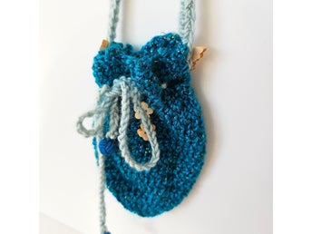 Pochette Bourse médiévale bleu paon – fantaisie jeu de rôle – fait main