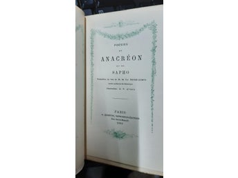 Poesies de Anacréon et de Sapho Forntida bok från 1889