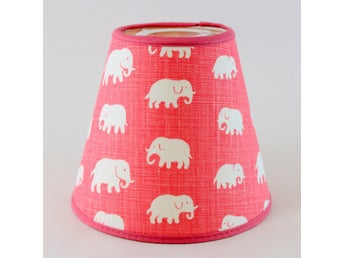LAMPSKÄRM FÖR VÄGGLAMPA ELLER GOLVLAMPA - ROSA ELEFANT TYG SVENSKT TENN D16
