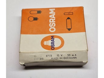 2 st. Glödlampa 12 Volt 50 mA Ba7s Osram #8723 Billampa Lampa