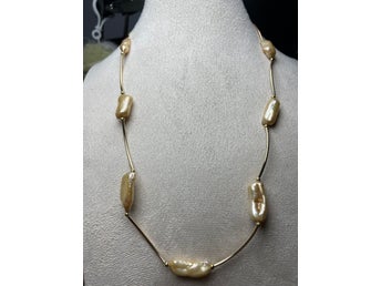 Äkta natur barock sötvatten pärlhalsband.tröja halsband,54cm lång