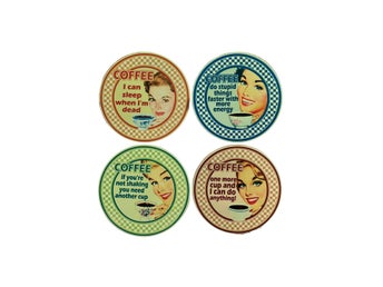Retro Glasunderlägg rund coffée 4-pack