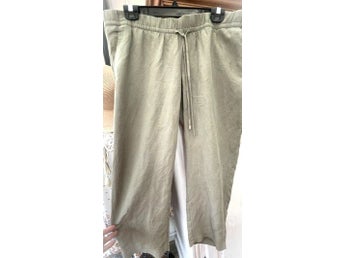 H&M Mama kakigröna mjuka byxor, L, lin & viscos, justerbara, mkt fint skick