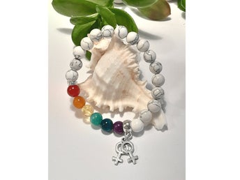 Armband HBTQ KVINNOSYMBOLER VENUS LESBISK PRIDE REGNBÅGSFÄRGER i Smyckespåse