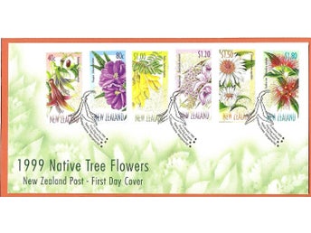 Nya Zealand FDC Blommor 13.1.1999 vinjett