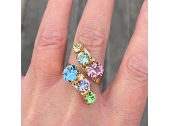 Rainbow Mixed Sized Halo Ring, Smycken, kristall, egen design.