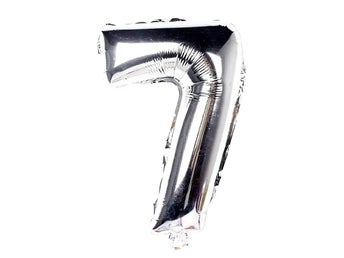 Stor Silver Folieballong Nr 7, (100 cm)