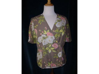 blus, blommig, vintage 70-tal st 40