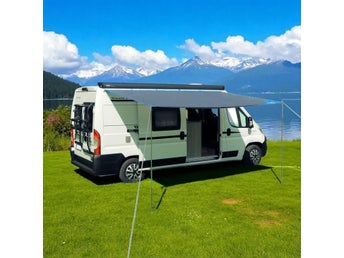 Ny markis 4,5 x 2,4 m solskydd för husvagn husbil etc uv-skydd camping nytt