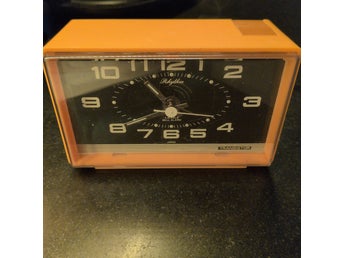 Rhythm Transistor väckarklocka, orange, 4 Jewels Bell Alarm vintage retro