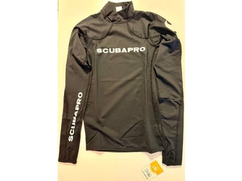NY Scubapro T-Flex Rashguard Unisex XS Långärmad Svart - Stort logotryck - UPF80