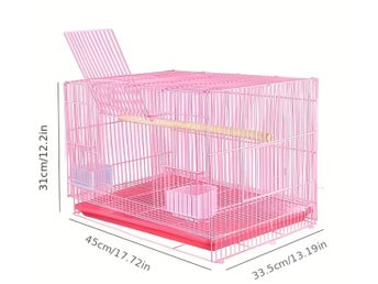 Rosa fågelbur med sittpinne