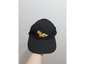 Matt Groening Black Cotton Cap: Embroidery, Bart Simpson Pattern, One Size