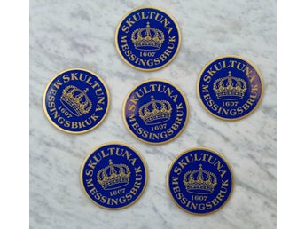 Skultuna Messingsbruk 6 äldre svenska underlägg coasters 12,5 cm