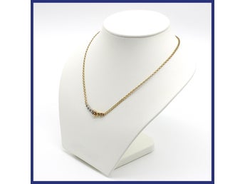 Halsband, 18K guld/vitguld, naturliga diamanter (5,38g, 0,09ctv, längd 42,5cm)