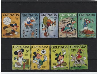 Grenada 1979 Disney Barnåret idrott sport 9v + 1v i block