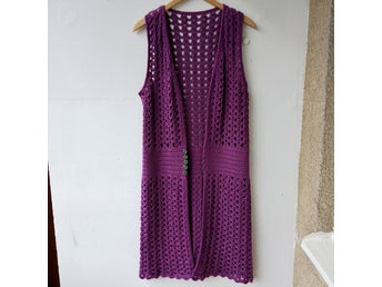 Virkad Lila Väst Retro 60tal 70tal Hippie Bohem Boho M L