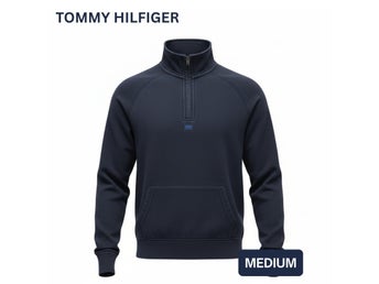 TOMMY HILFIGER herr tröja stl M mörkblå bomullsmix sweatshirt