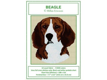 BEAGLE 2 - KORSSTYGNSMÖNSTER - BRODERI - HUNDAR