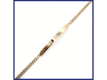 Armband, 18K guld, pansarlänk, bricka (vikt 4,44g, längd 19,3cm)
