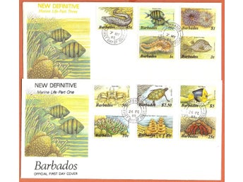Barbados FDC Fiskar havsdjur 26.2.85 vinjett