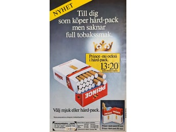 PRINCE - NYHET HÅRDPACK, REKLAM TIDNINGSANNONS 1986