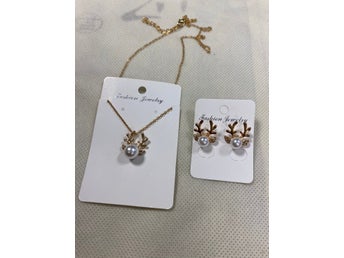 Pärla / Strass Antler Halsband med Örhängen