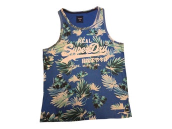 Superdry linne blått med tropiskt mönster stl M