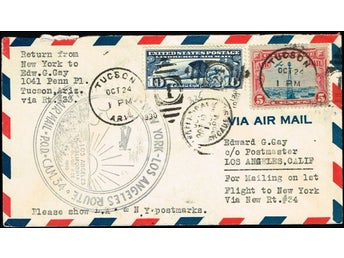 USA - 1930 - FÖRSTA FLYGTUREN NEW YORK - LOS ANGELES RUTT AIR MAIL POD. CAM 34