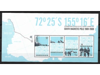 Australiska Antarktis 2009 Sydpolen 100 år 4v i block