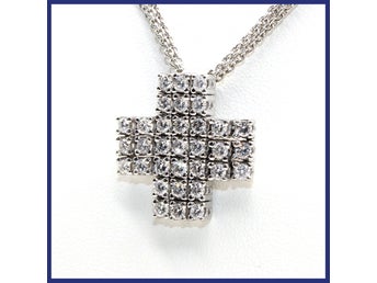 Halsband, 18K vitguld, kors, naturliga diamanter (1,98ctv, längd 46,5cm)