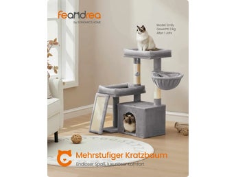 Kattträd, tornlägenhet med 2 sängar, klösträd och ramp, duvgrå PCT013GD01